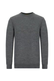 Orta Gri Melanj Bisiklet Yaka Regular Fit Yünlü İtalyan Triko Kazak