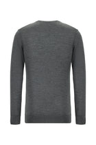 Orta Gri Melanj Bisiklet Yaka Regular Fit Yünlü İtalyan Triko Kazak