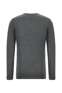 Orta Gri Melanj Bisiklet Yaka Regular Fit Yünlü İtalyan Triko Kazak