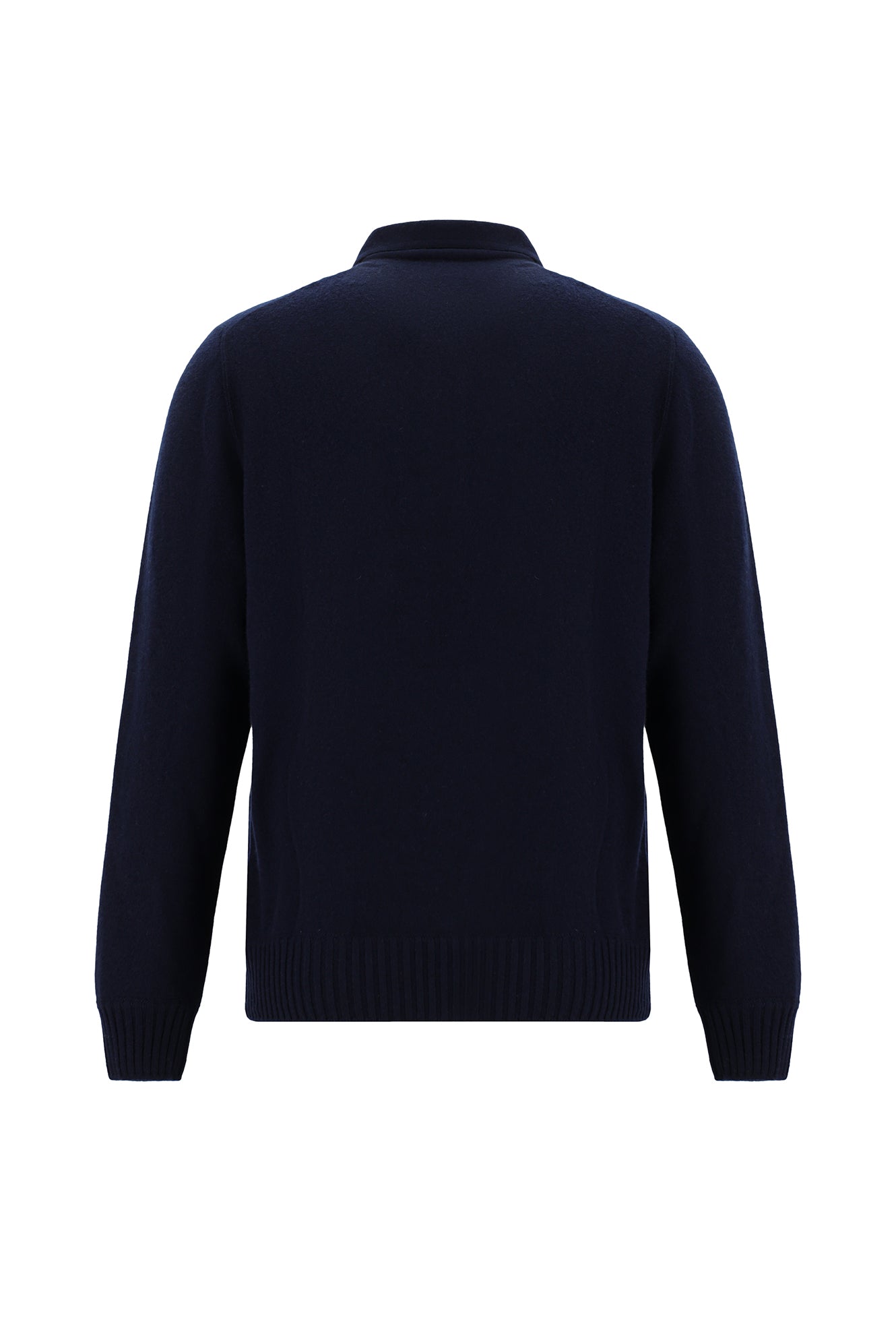 Orta Lacivert Polo Yaka Regular Fit Fermuarlı Kaşmir İtalyan Triko Kazak