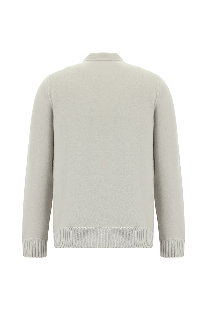 Taş Polo Yaka Regular Fit Fermuarlı Kaşmir İtalyan Triko Kazak