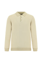 Orta Bej Polo Yaka Regular Fit Desenli Pamuklu Kaşmirli Triko Kazak