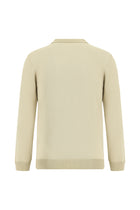 Orta Bej Polo Yaka Regular Fit Desenli Pamuklu Kaşmirli Triko Kazak