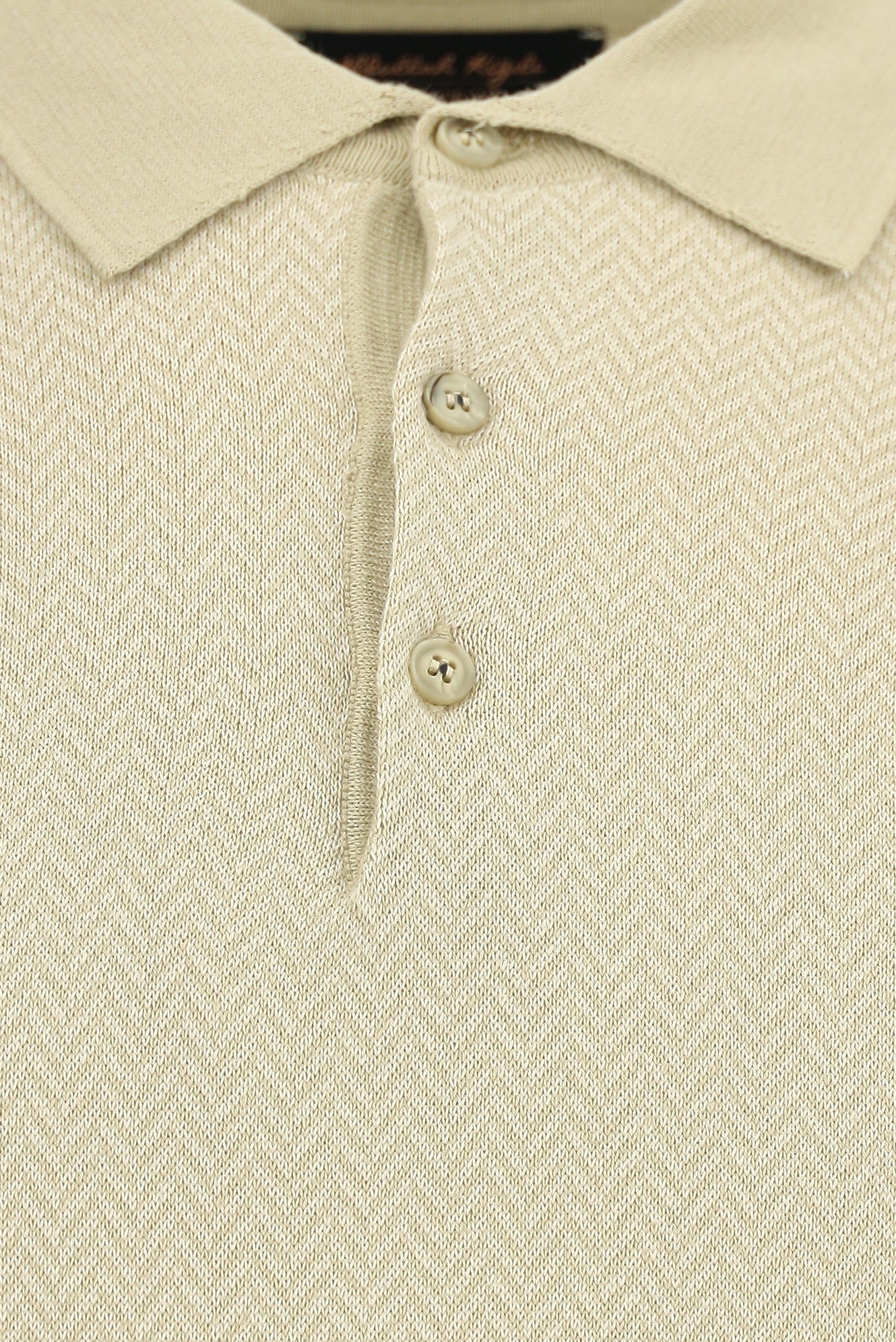 Orta Bej Polo Yaka Regular Fit Desenli Pamuklu Kaşmirli Triko Kazak