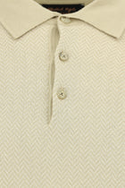 Orta Bej Polo Yaka Regular Fit Desenli Pamuklu Kaşmirli Triko Kazak