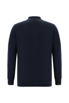Koyu Lacivert Polo Yaka Regular Fit Desenli Pamuklu Kaşmirli Triko Kazak
