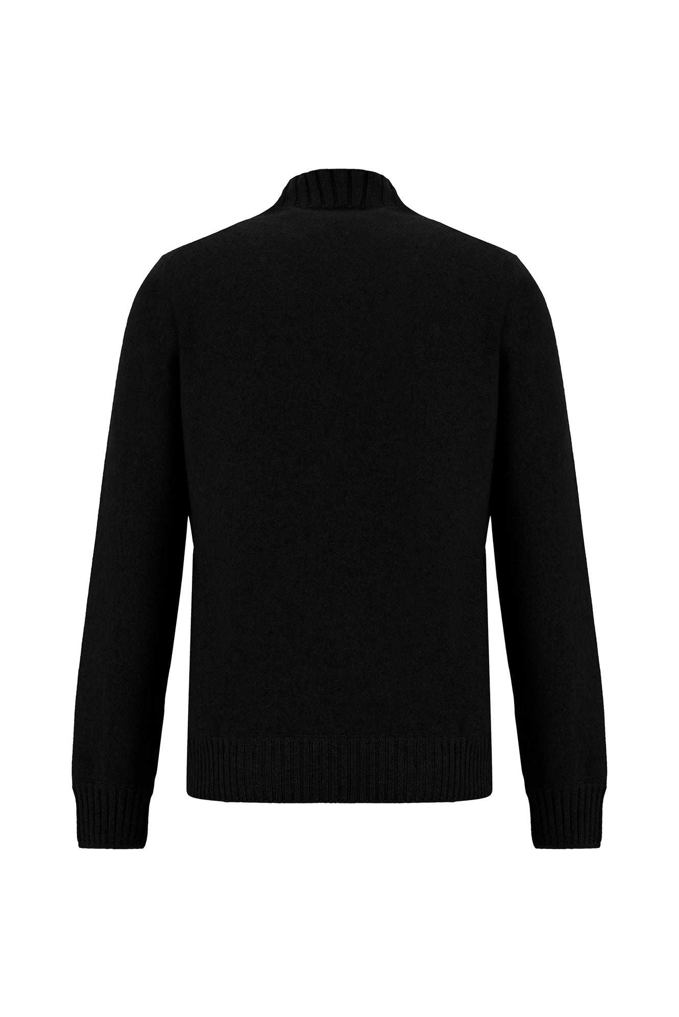Siyah Yarım Balıkçı Yaka Regular Fit Fermuarlı Kaşmir Triko Kazak