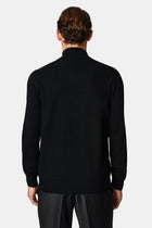 Siyah Yarım Balıkçı Yaka Regular Fit Fermuarlı Kaşmir Triko Kazak