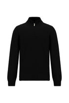 Siyah Yarım Balıkçı Yaka Regular Fit Fermuarlı Kaşmir Triko Kazak