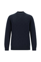 Koyu Lacivert Yarım Balıkçı Yaka Slim Fit Dar Kesim Desenli Pamuklu Kaşmirli Triko Kazak