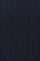 Koyu Lacivert Yarım Balıkçı Yaka Slim Fit Dar Kesim Desenli Pamuklu Kaşmirli Triko Kazak