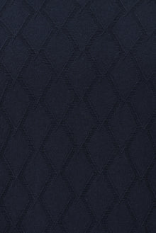 Koyu Lacivert Yarım Balıkçı Yaka Slim Fit Dar Kesim Desenli Pamuklu Kaşmirli Triko Kazak