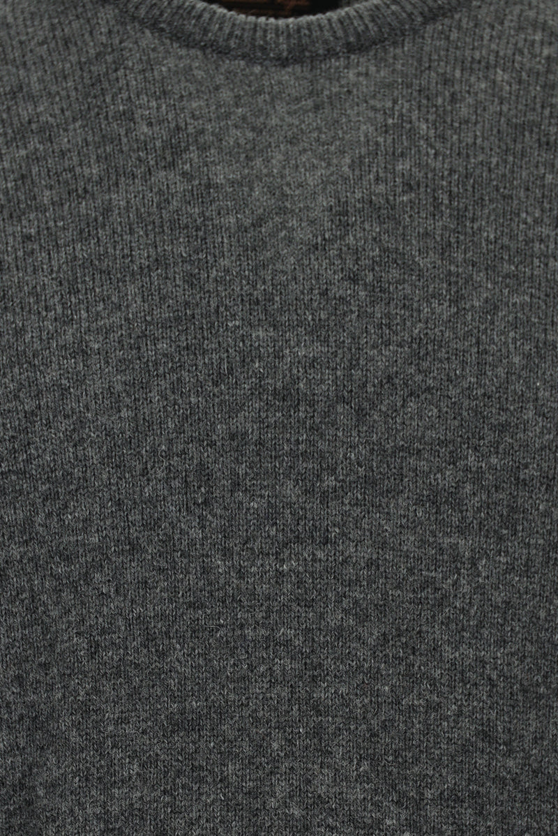 Orta Füme Bisiklet Yaka Regular Fit Desenli Yünlü Triko Kazak