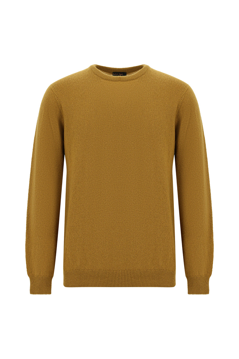 Camel Bisiklet Yaka Regular Fit Desenli Yünlü Triko Kazak