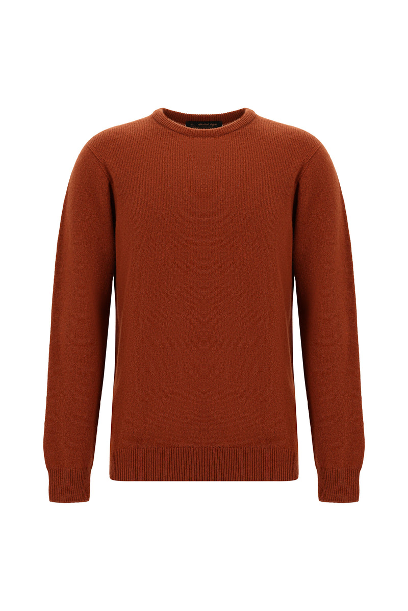 Kiremit Bisiklet Yaka Regular Fit Desenli Yünlü Triko Kazak