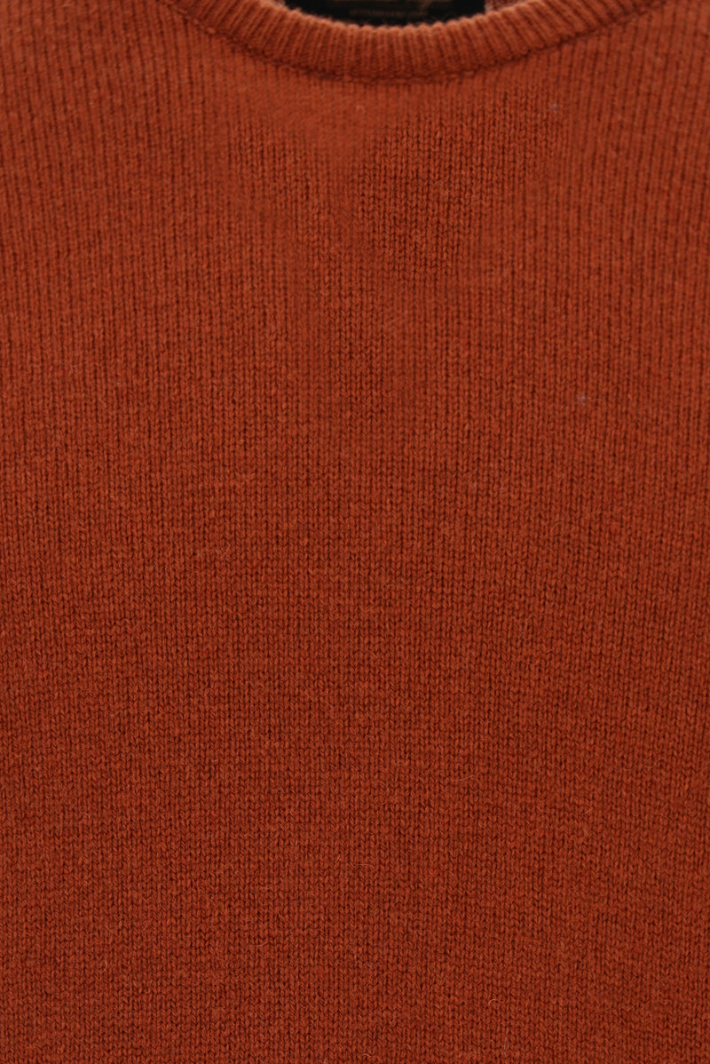 Kiremit Bisiklet Yaka Regular Fit Desenli Yünlü Triko Kazak