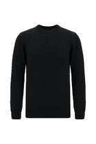 Siyah Bisiklet Yaka Slim Fit Dar Kesim Desenli Pamuklu Kaşmirli Triko Kazak