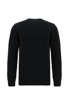 Siyah Bisiklet Yaka Slim Fit Dar Kesim Desenli Pamuklu Kaşmirli Triko Kazak