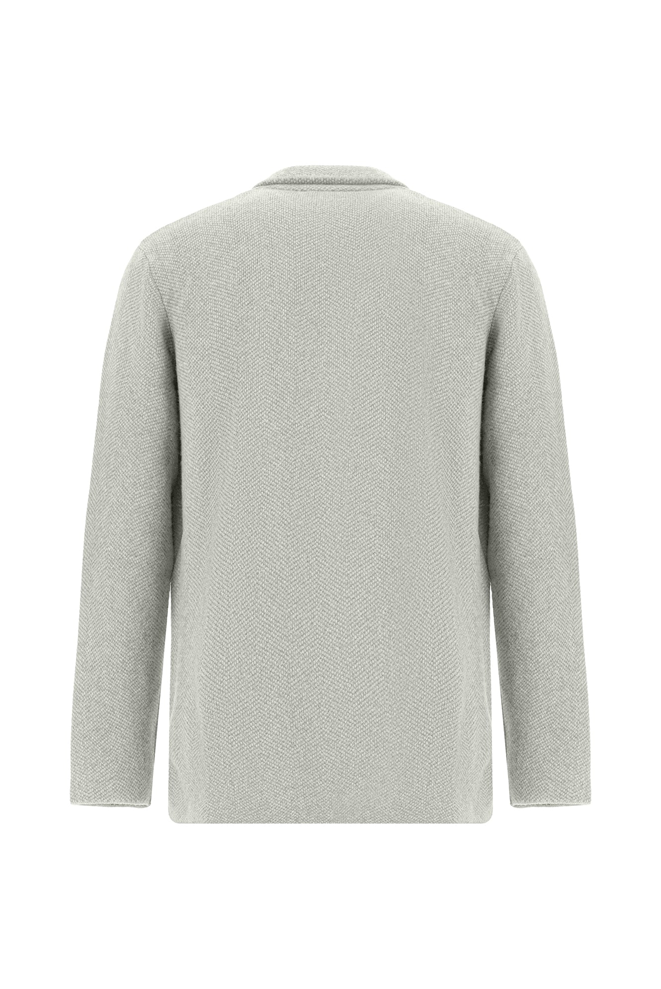 Erkek Açık Gri İtalyan Yünlü Kaşmirli İpek Karışımlı Kruvaze Triko