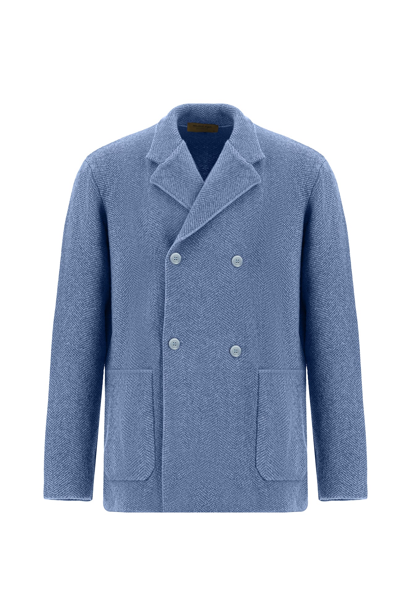 Açık Mavi İtalyan Yünlü Kaşmirli  Kruvaze Triko Hırka