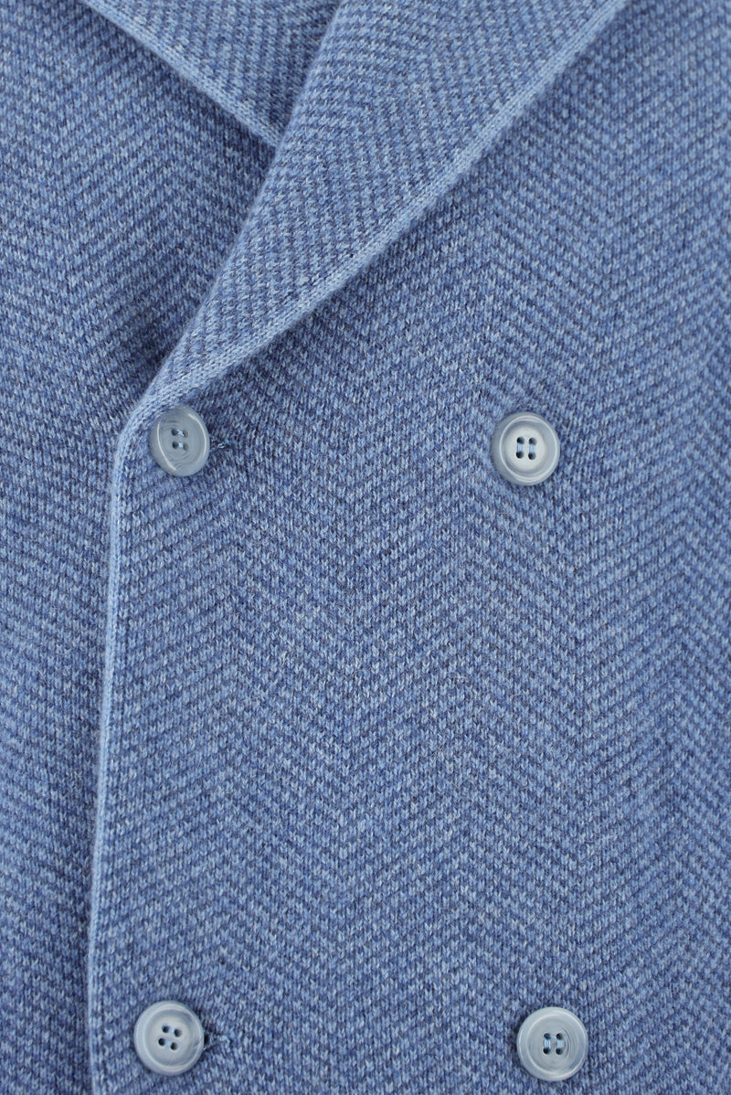 Açık Mavi İtalyan Yünlü Kaşmirli  Kruvaze Triko Hırka