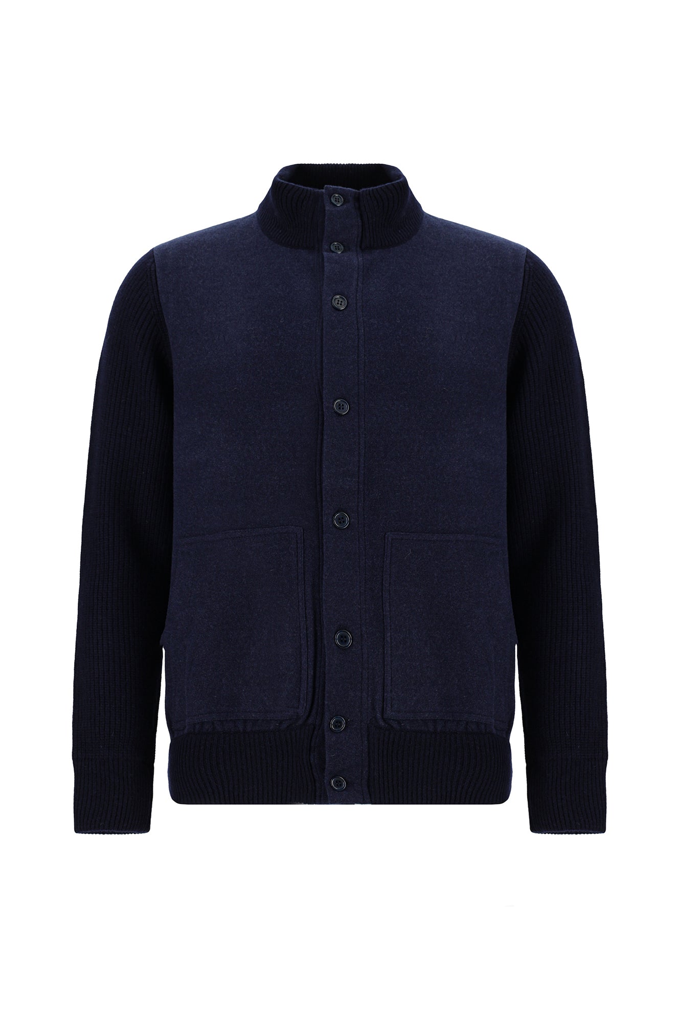 Mavi İtalyan Yünlü Kaşmirli  Triko Hırka