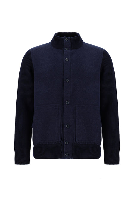 Mavi İtalyan Yünlü Kaşmirli  Triko Hırka