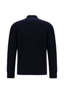 Mavi İtalyan Yünlü Kaşmirli  Triko Hırka