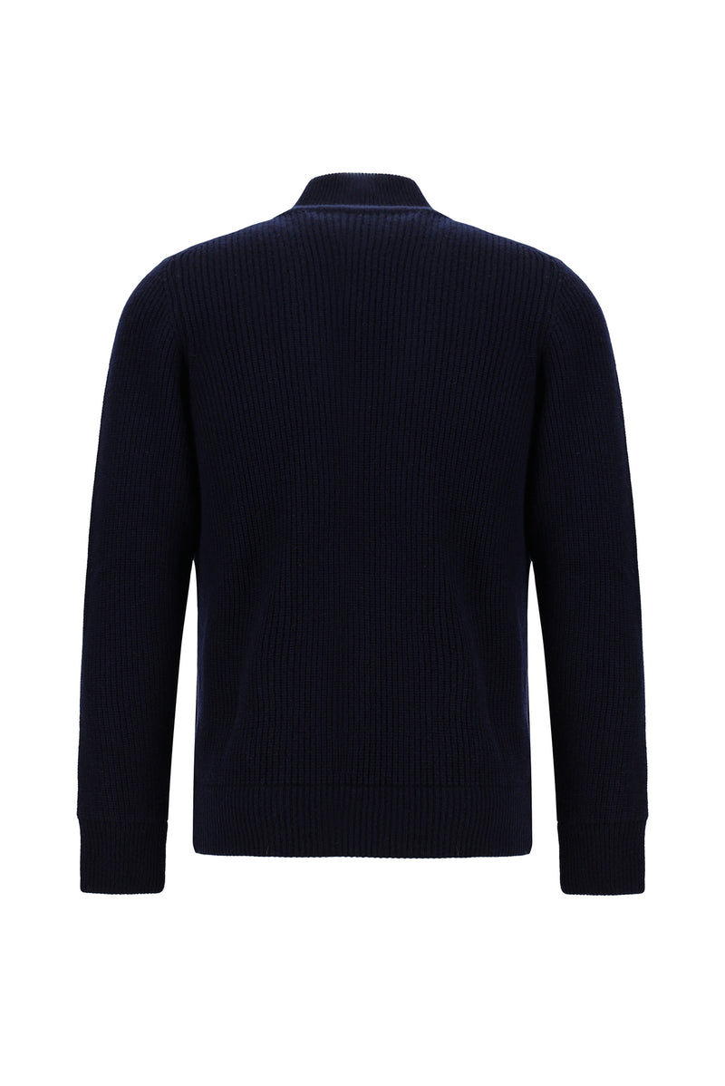 Mavi İtalyan Yünlü Kaşmirli  Triko Hırka