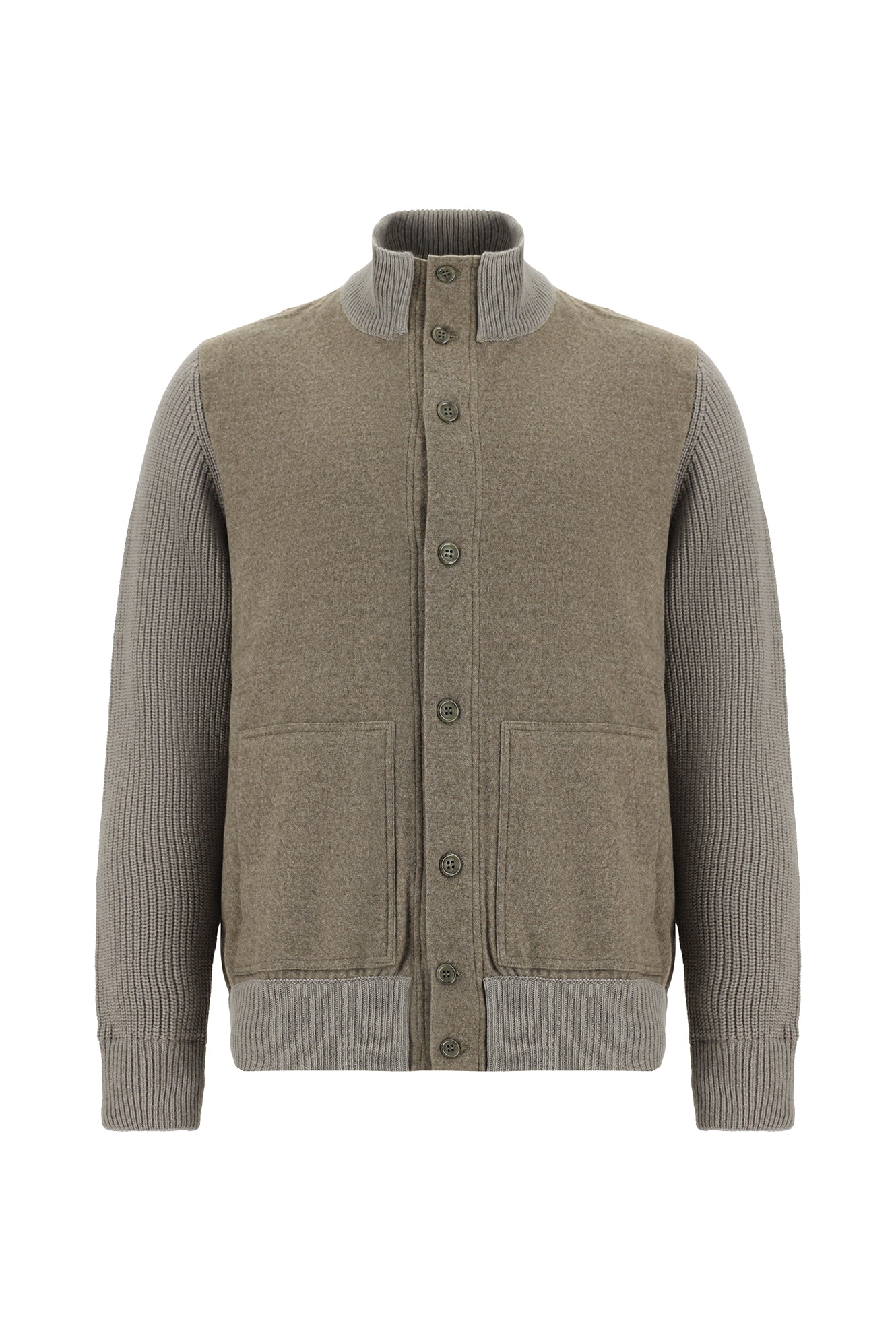 Orta Kahve İtalyan Yünlü Kaşmirli  Triko Hırka