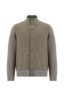 Orta Kahve İtalyan Yünlü Kaşmirli  Triko Hırka