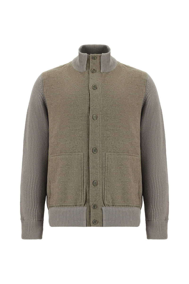 Orta Kahve İtalyan Yünlü Kaşmirli  Triko Hırka