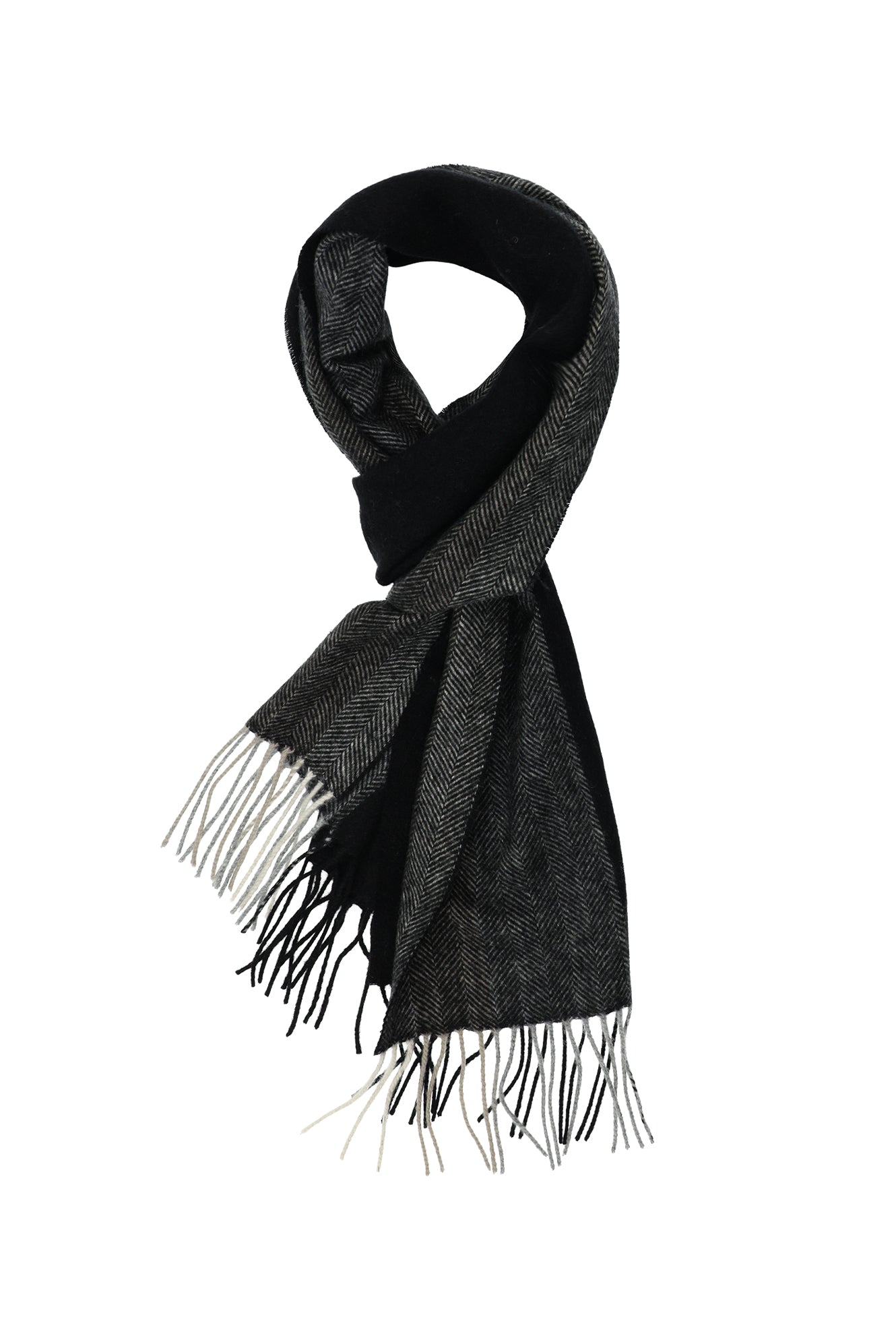 Siyah İtalyan Yünlü Kaşmir Desenli Atkı