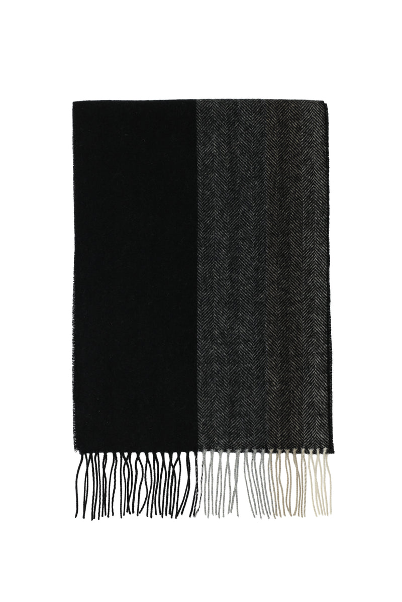 Siyah İtalyan Yünlü Kaşmir Desenli Atkı