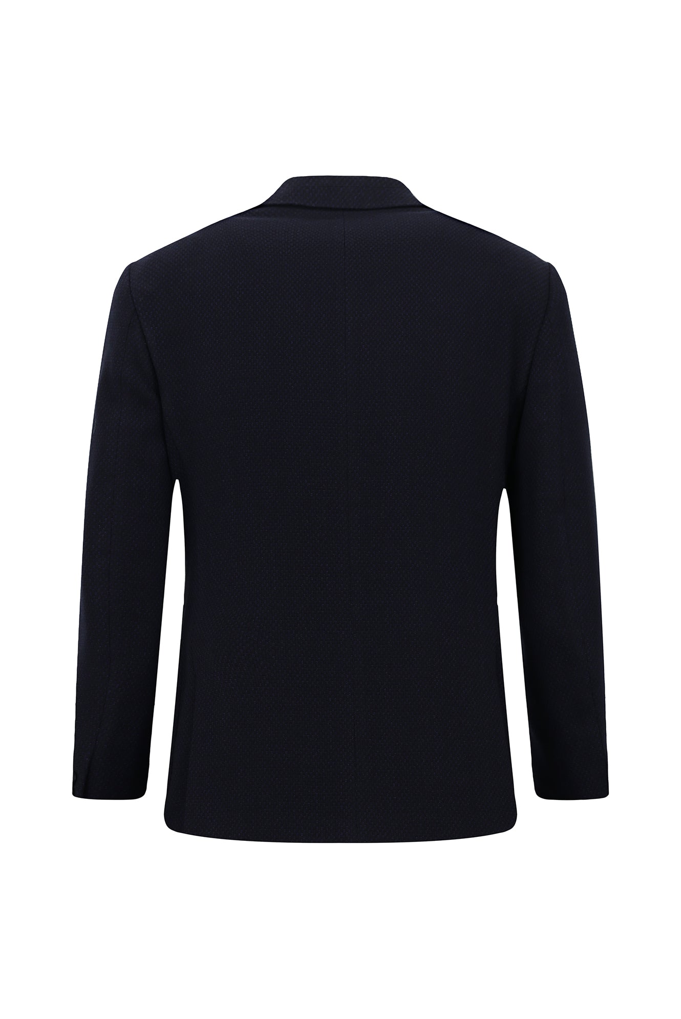 Koyu Lacivert 7 Drop Slim Fit Dar Kesim Yünlü Mono Yaka Tam Astar Torba Cep Desenli İtalyan Ceket