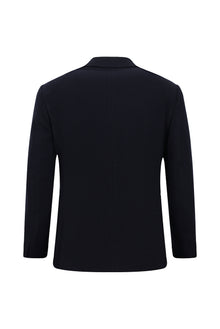 Koyu Lacivert 7 Drop Slim Fit Dar Kesim Yünlü Mono Yaka Tam Astar Torba Cep Desenli İtalyan Ceket