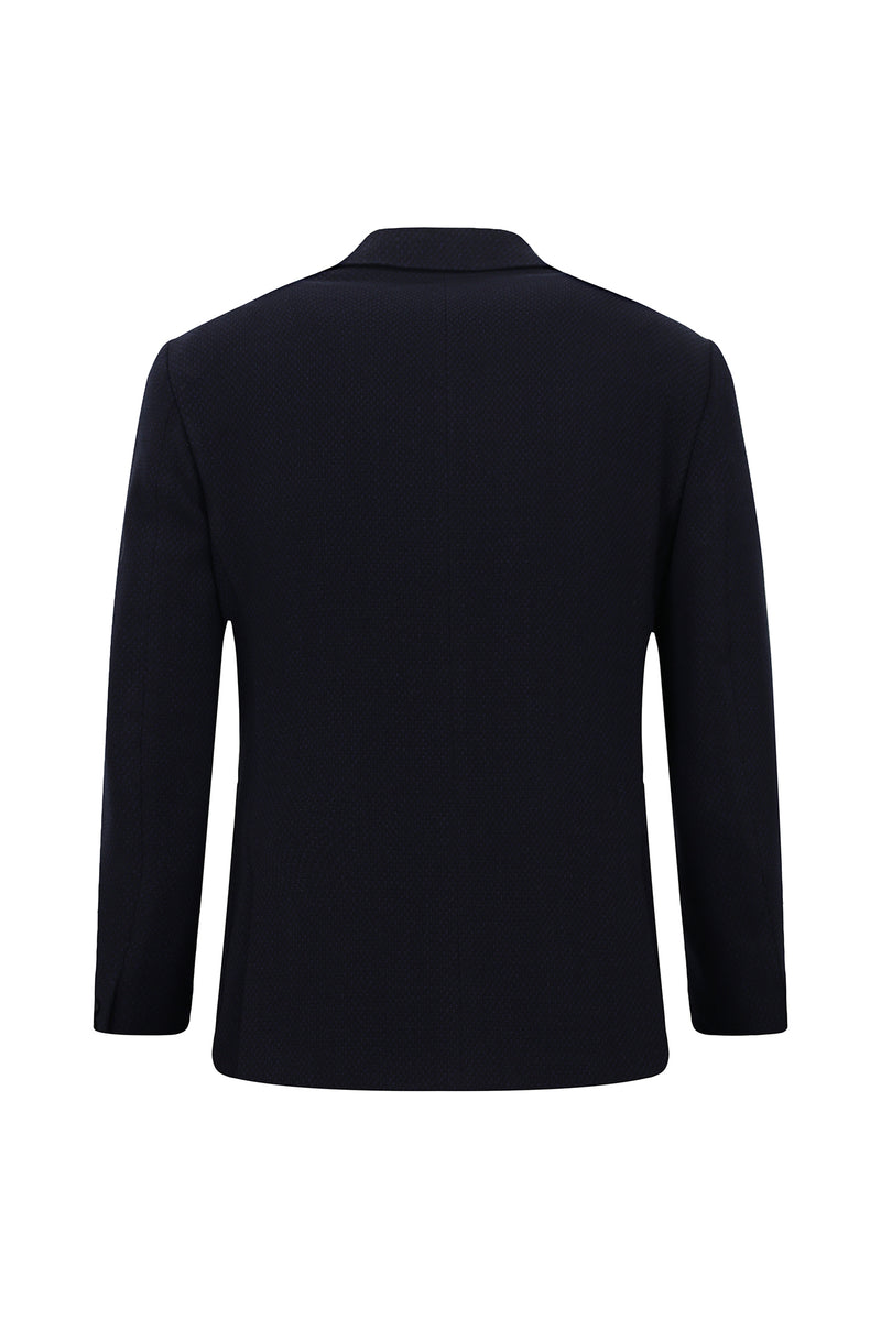 Koyu Lacivert 7 Drop Slim Fit Dar Kesim Yünlü Mono Yaka Tam Astar Torba Cep Desenli İtalyan Ceket