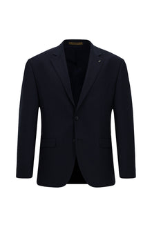 Koyu Lacivert 4 Drop Relaxed Fit Rahat Kesim Yün Mono Yaka Tam Astar Cepli Klasik Desenli İtalyan Ceket