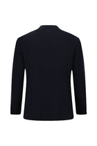 Koyu Lacivert 4 Drop Relaxed Fit Rahat Kesim Yün Mono Yaka Tam Astar Cepli Klasik Desenli İtalyan Ceket