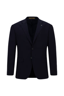 Koyu Lacivert 4 Drop Relaxed Fit Rahat Kesim Mono Yaka Tam Astar Cepli Klasik İtalyan Yün Ceket