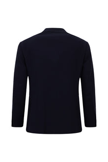 Koyu Lacivert 4 Drop Relaxed Fit Rahat Kesim Mono Yaka Tam Astar Cepli Klasik İtalyan Yün Ceket