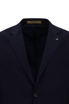 Koyu Lacivert 4 Drop Relaxed Fit Rahat Kesim Mono Yaka Tam Astar Cepli Klasik İtalyan Yün Ceket