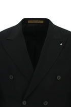 Siyah 6 Drop Regular Fit Standart Kesim Sivri Yaka Tam Astar Cepli Kruvaze İtalyan Yün Ceket