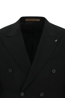 Siyah 6 Drop Regular Fit Standart Kesim Sivri Yaka Tam Astar Cepli Kruvaze İtalyan Yün Ceket