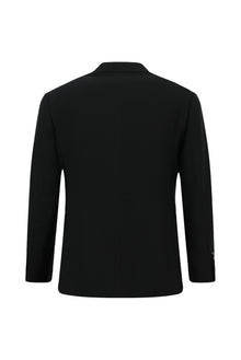 Siyah 7 Drop Slim Fit Dar Kesim Sivri Yaka Tam Astar Cepli Desenli Kruvaze İtalyan Yün Ceket