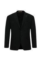 Siyah 4 Drop Relaxed Fit Rahat Kesim Mono Yaka Tam Astar Cepli Klasik Desenli İtalyan Yün Ceket