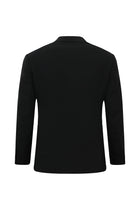 Siyah 4 Drop Relaxed Fit Rahat Kesim Mono Yaka Tam Astar Cepli Klasik Desenli İtalyan Yün Ceket