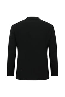 Siyah 4 Drop Relaxed Fit Rahat Kesim Mono Yaka Tam Astar Cepli Klasik Desenli İtalyan Yün Ceket