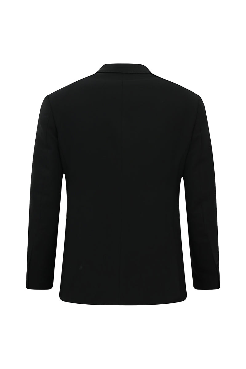 Siyah 4 Drop Relaxed Fit Rahat Kesim Mono Yaka Tam Astar Cepli Klasik Desenli İtalyan Yün Ceket