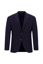 Koyu Lacivert 6 Drop Regular Fit Standart Kesim Mono Yaka Tam Astar Cepli Klasik Kareli Yün İtalyan Ceket